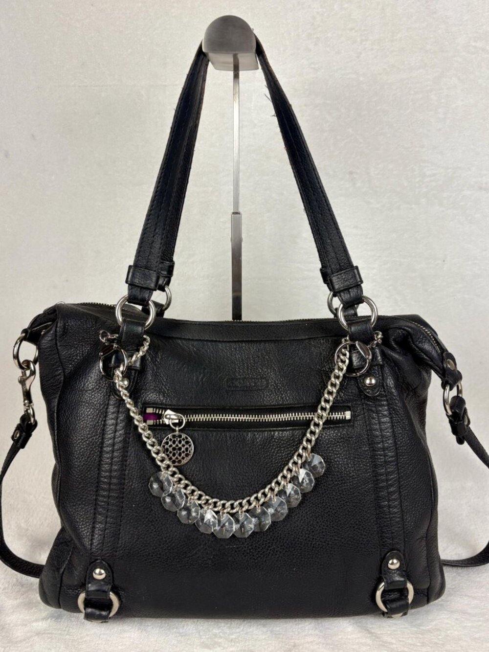 Coach Alexandra Bag in Black Pebble Leather with Chain - Picture 16 of 16